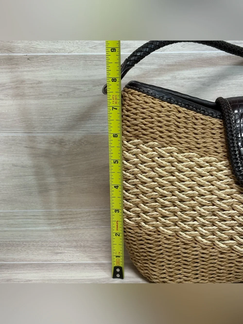 VTG Brighton Tan Woven Rafia / Leather Hobo Shoulder Bag